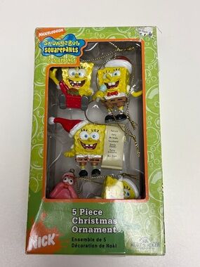 Nickelodeon SpongeBob SquarePants Christmas Ornament Set vintage 2002 Y2K